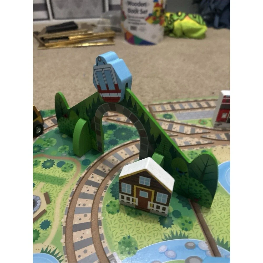 Melissa & Doug Wooden Take-Along Tabletop Railroad W/ Train & More